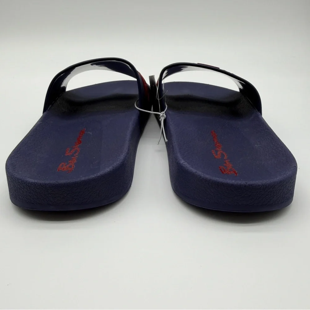 Ben Sherman Waterford Logo Slide Sandals Shower Shoes Mens Casual Blue Red 7 NEW
